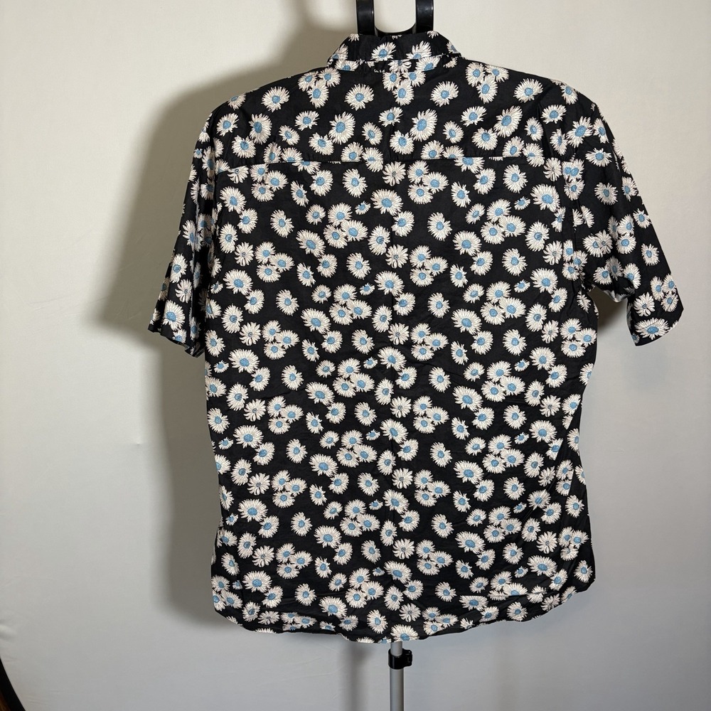 Jogal Mens XL Black Floral Button Up Shirt Preppy Cotton Summer Artsy Resortwear - Picture 2 of 12
